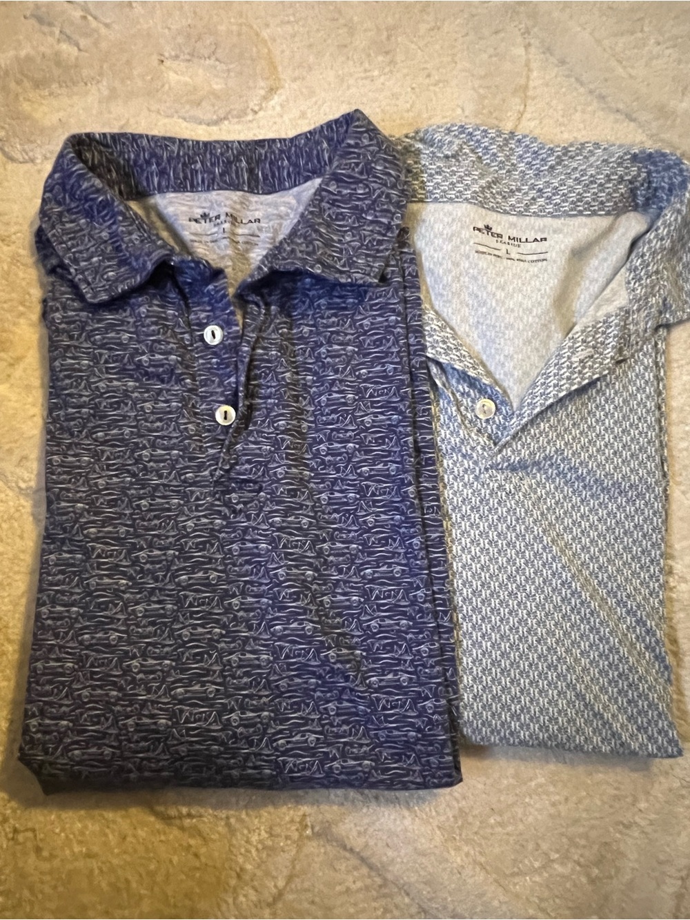 Peter Millar Men’s Navy and Light Blue Polo Duo